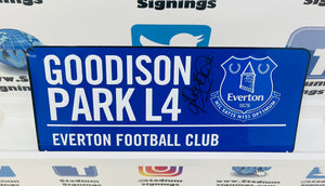 Trevor Steven signed Everton Street Sign