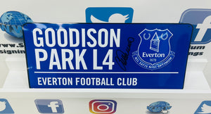 Gary Stevens signed Goodison Park Everton street sign