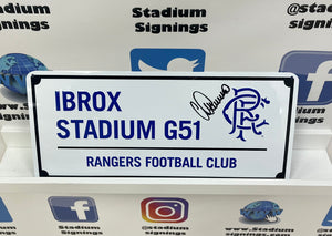 Gary Stevens signed Rangers Ibrox Stadium Street Sign