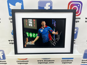 Daryl Gurney signed and framed 12x8” darts photo
