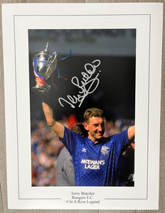Terry Butcher signed 16x12” Rangers photo