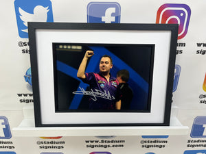 Kim Huybrechts signed and framed 12x8” darts photo