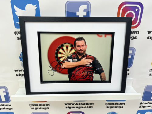 Jonny Clayton signed and framed 12x8” darts photo
