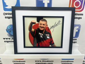 Nathan Aspinall signed and framed 10x8” darts photo