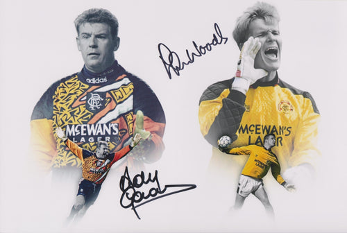 Andy Goram and Chris woods signed 12x8” Rangers photo