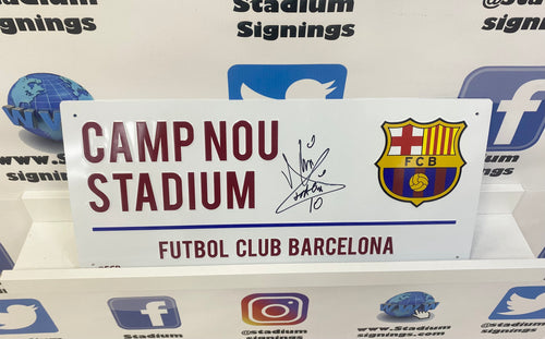 Gheorghe Hagi signed Barcelona Street Sign