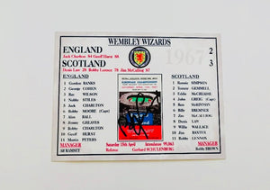 Bobby Lennox signed 8x6” Scotland 1967 plaque