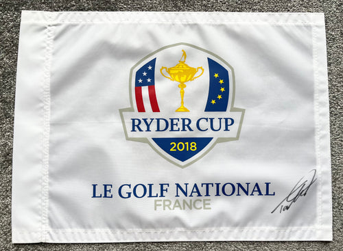 Tommy Fleetwood signed 2018 Ryder Cup Flag