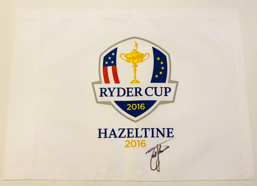 Zach Johnson signed 2016 Hazeltine Ryder Cup Flag