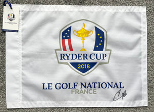 Tyrell Hatton signed 2018 Ryder Cup flag