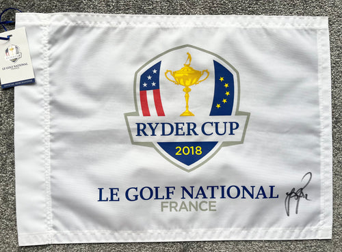 Justin Rose signed 2018 Ryder Cup Flag
