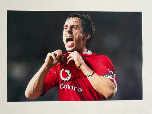 Gary Neville signed 18x12” Manchester United photo