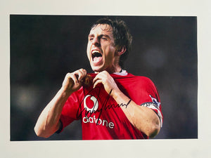 Gary Neville signed 18x12” Manchester United photo