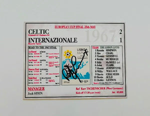 Bobby Lennox signed 8x6” European Cup Final plaque