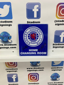 Willie Johnston and Colin Stein signed Rangers changing room sign