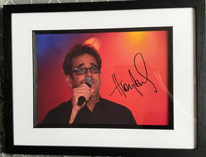 Huey Lewis signed and framed 12x8” photo