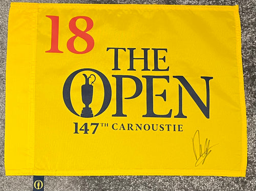 Francesco Molinari signed 2018 Open golf flag