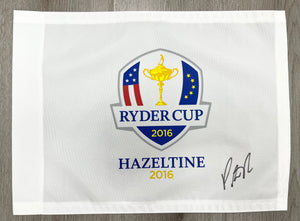 Patrick Reed signed 2016 Hazeltine Ryder Cup Flag