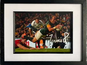 Fourie du Preez signed and framed South Africa photo