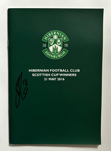 John McGinn signed Hibs 2016 Scottish Cup winning commemorative programme