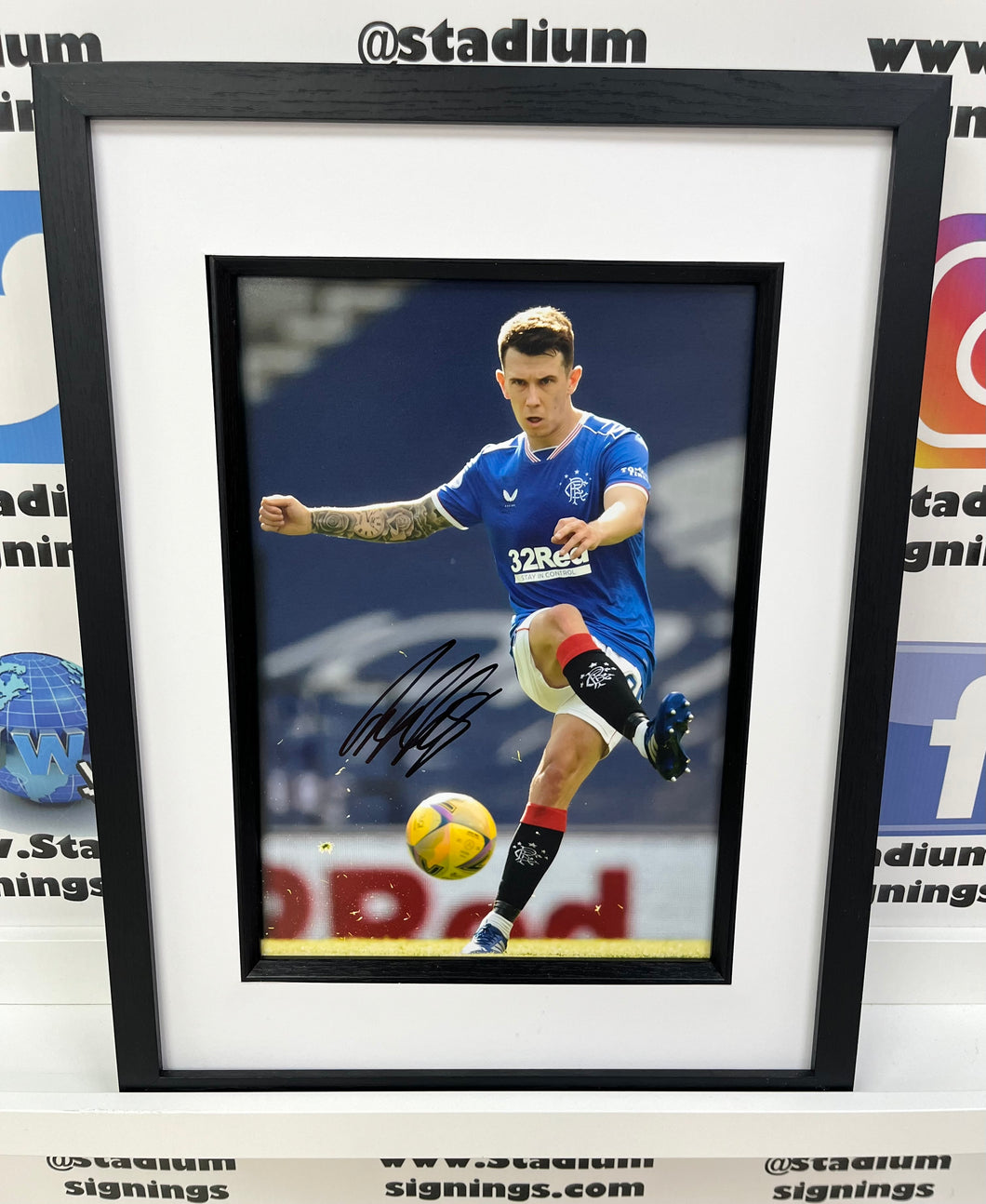 Ryan Jack signed and framed 12x8” Rangers photo