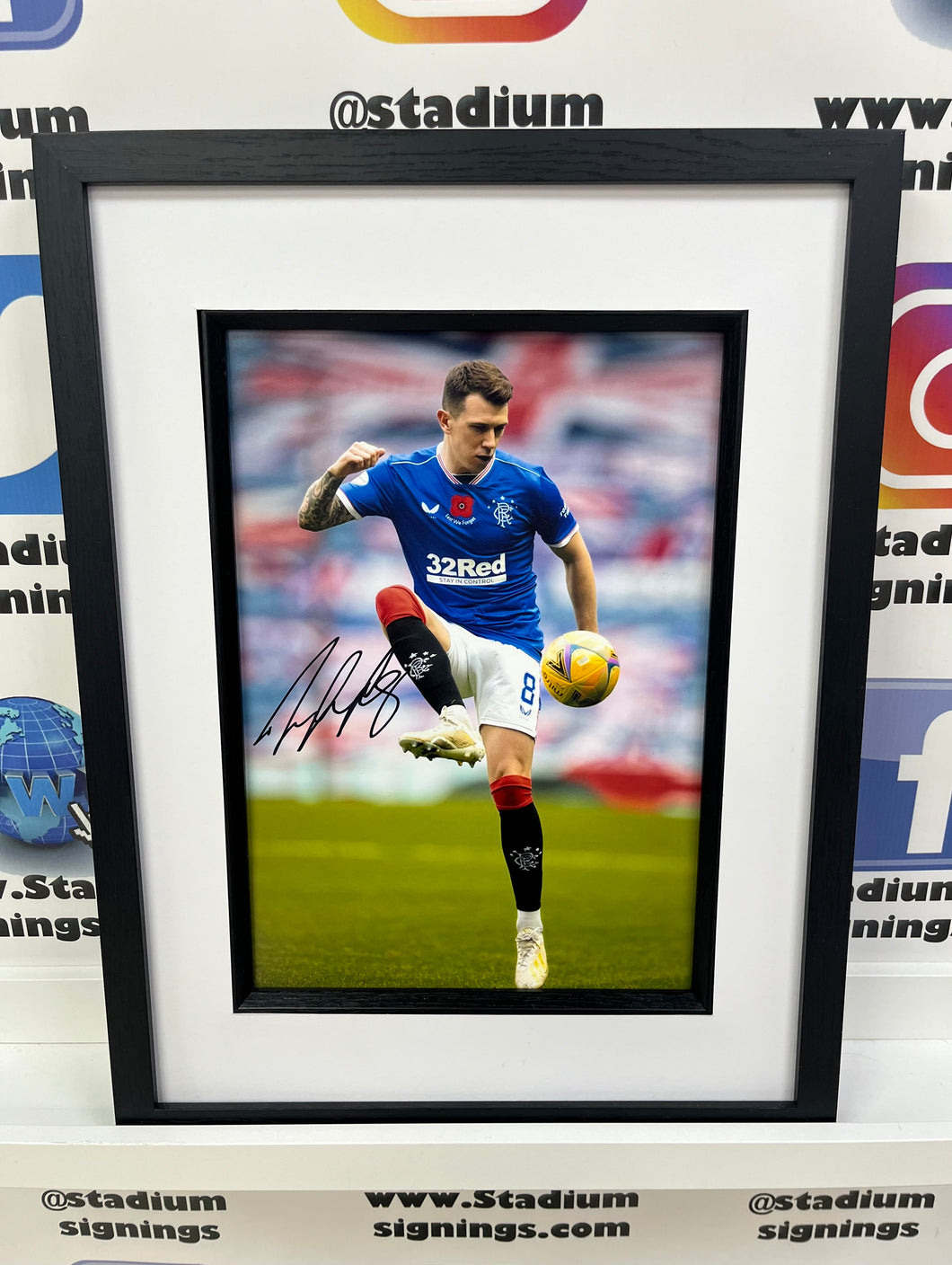 Ryan Jack signed and framed 12x8” Rangers photo