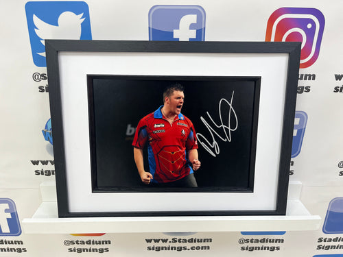 Daryl Gurney signed and framed 12x8” darts photo