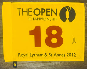 Ernie Els signed 2012 Royal Lytham & St Annes Open flag