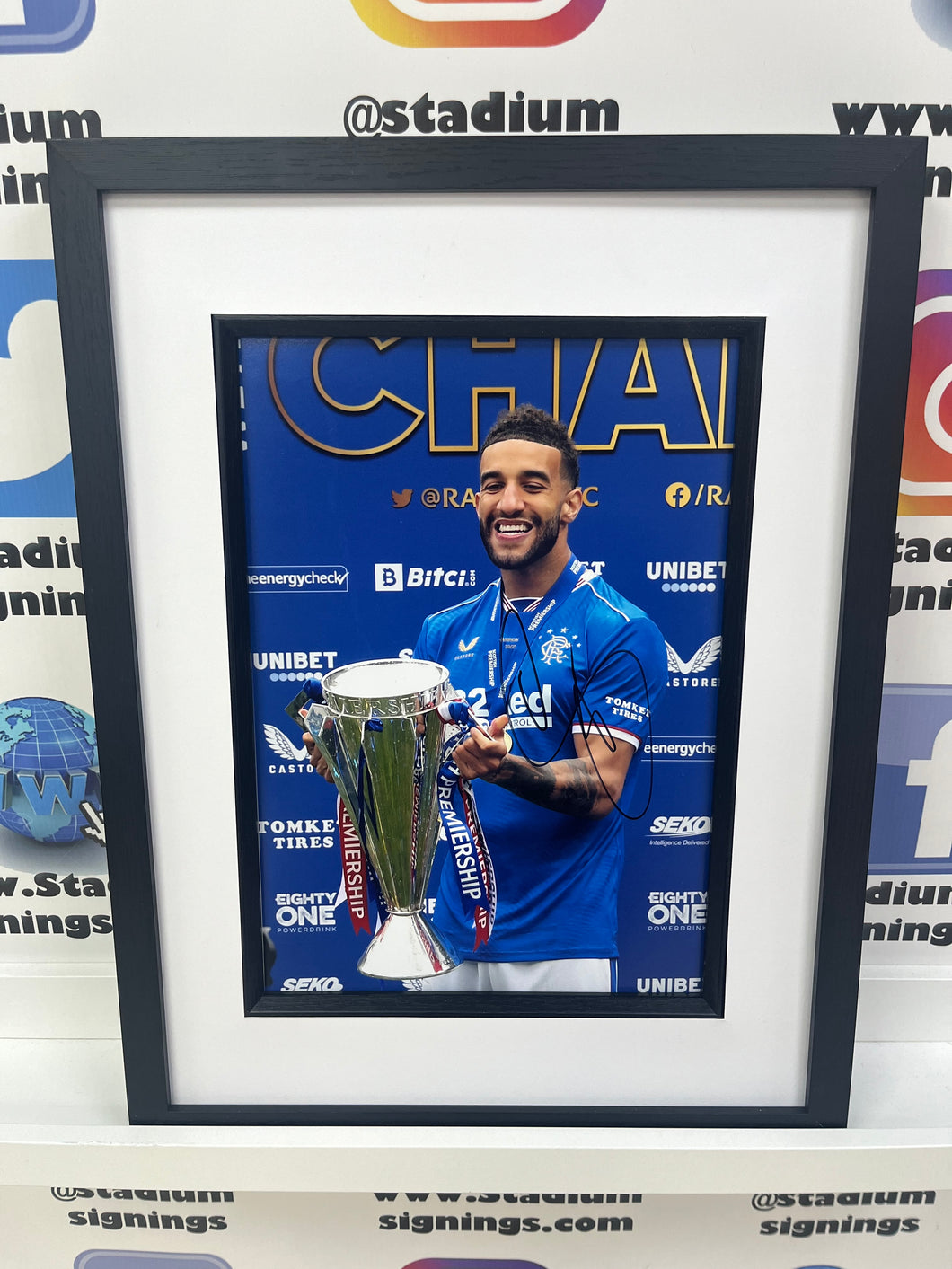 Connor Goldson signed and framed 12x8” Rangers photo