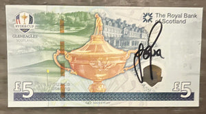 Justin Rose signed limited edition 2014 Gleneagles Ryder Cup £5 note