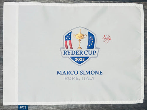 Nicolai Hojgaard signed 2023 Ryder Cup golf flag