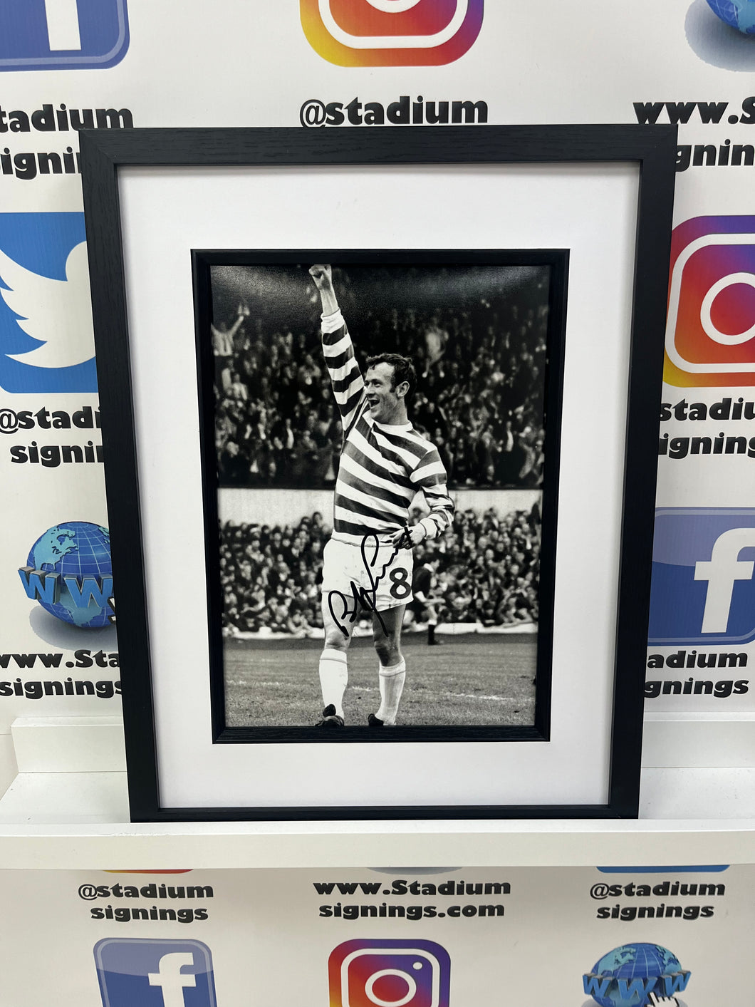 Bobby Lennox signed and framed 12x8” Celtic photo