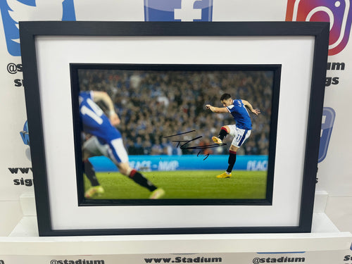 Tom Lawrence signed and framed 12x8” Rangers photo