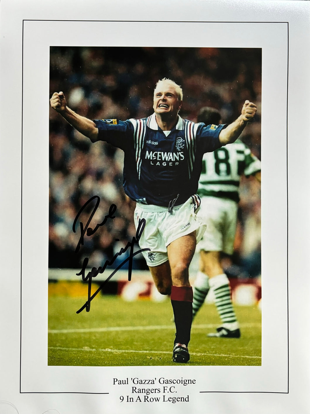 Paul Gascoigne signed 16x12” Rangers photo