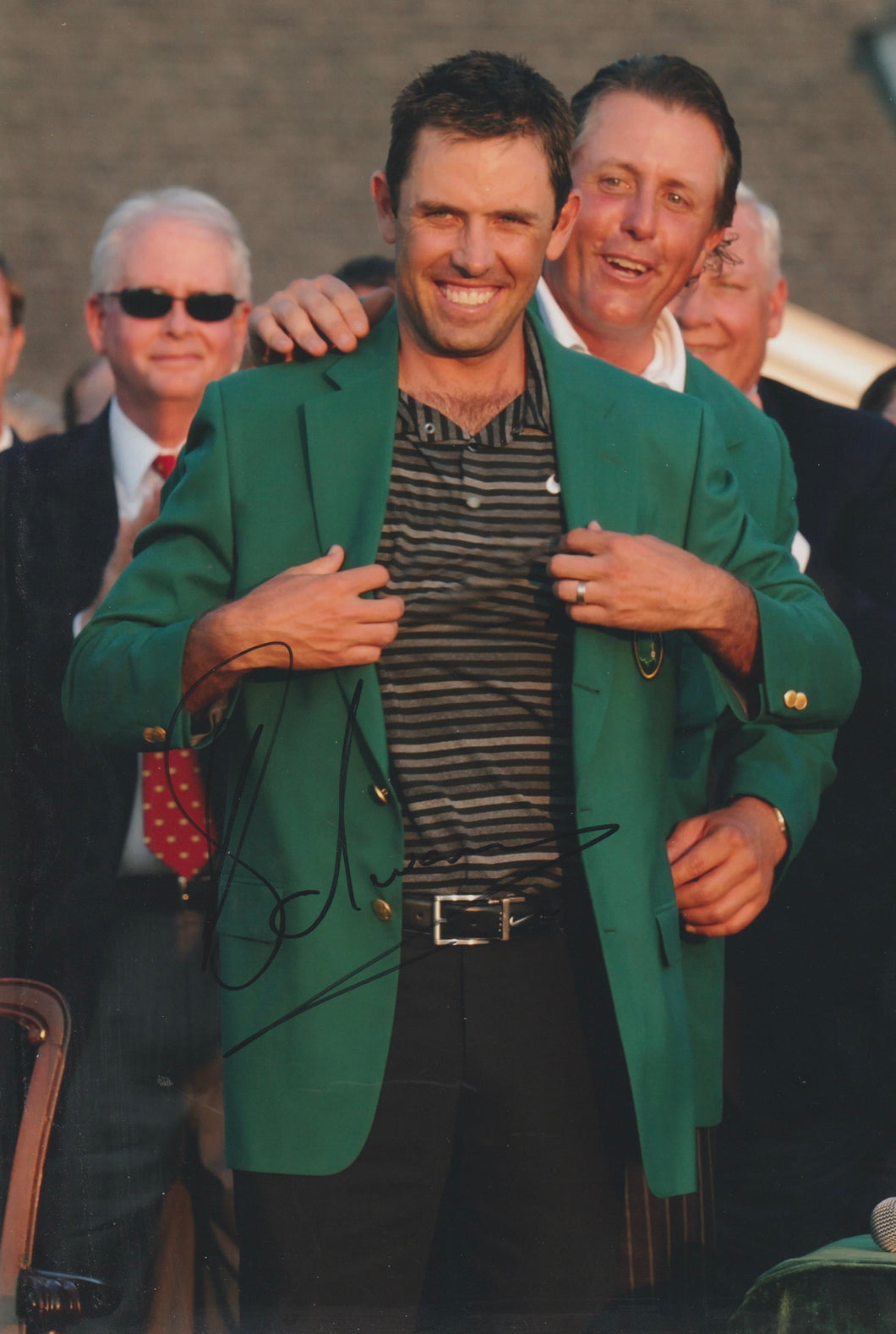 Charl Schwartzel signed 12x8” Masters photo