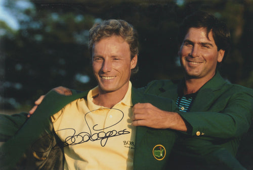 Bernhard Langer signed 12x8” Masters golf photo