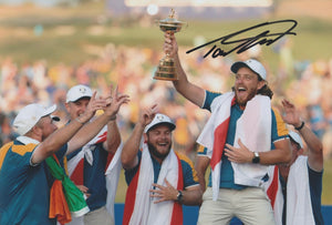 Tommy Fleetwood signed 12x8” Ryder Cup golf photo