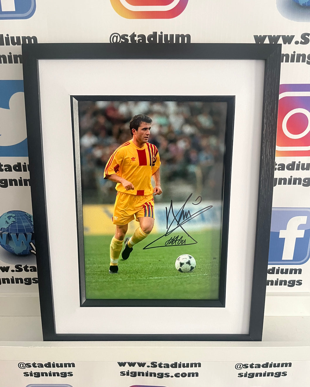 Gheorghe Hagi signed and framed 12x8” Romania photo