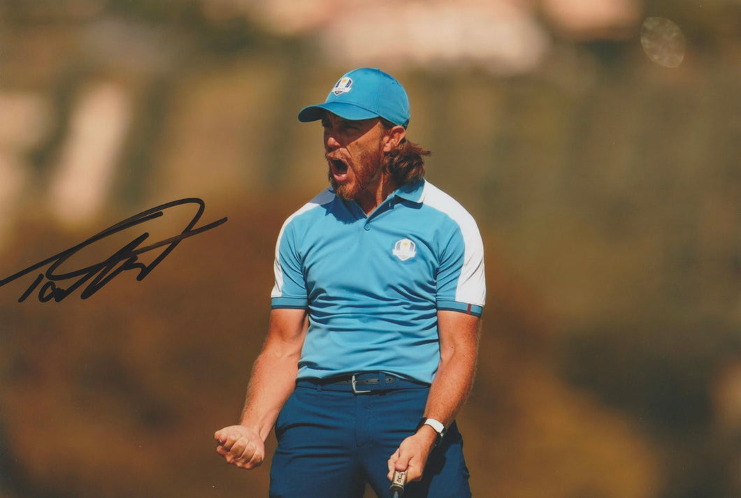 Tommy Fleetwood signed 12x8” Ryder Cup golf photo