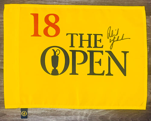 Phil Mickelson signed undated Open flag