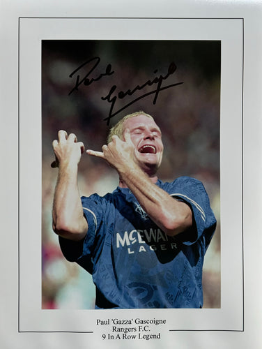 Paul Gascoigne signed 16x12” Rangers photo