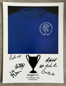 Rangers 16x12” multi signed 1972 Cup Winners Cup Final photo