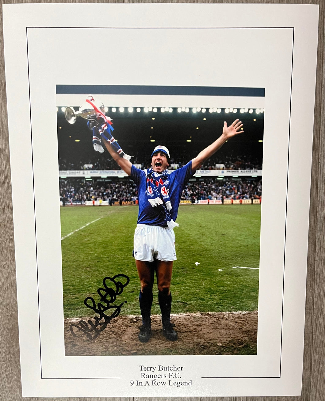 Terry Butcher signed 16x12” Rangers photo