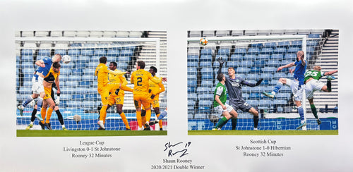 Shaun Rooney signed 24x12” Cup double header photo