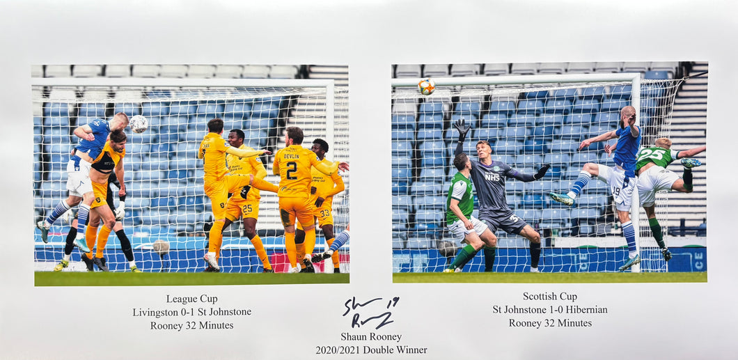 Shaun Rooney signed 24x12” Cup double header photo