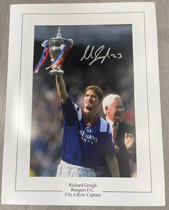 Richard Gough signed 16x12” Rangers photo