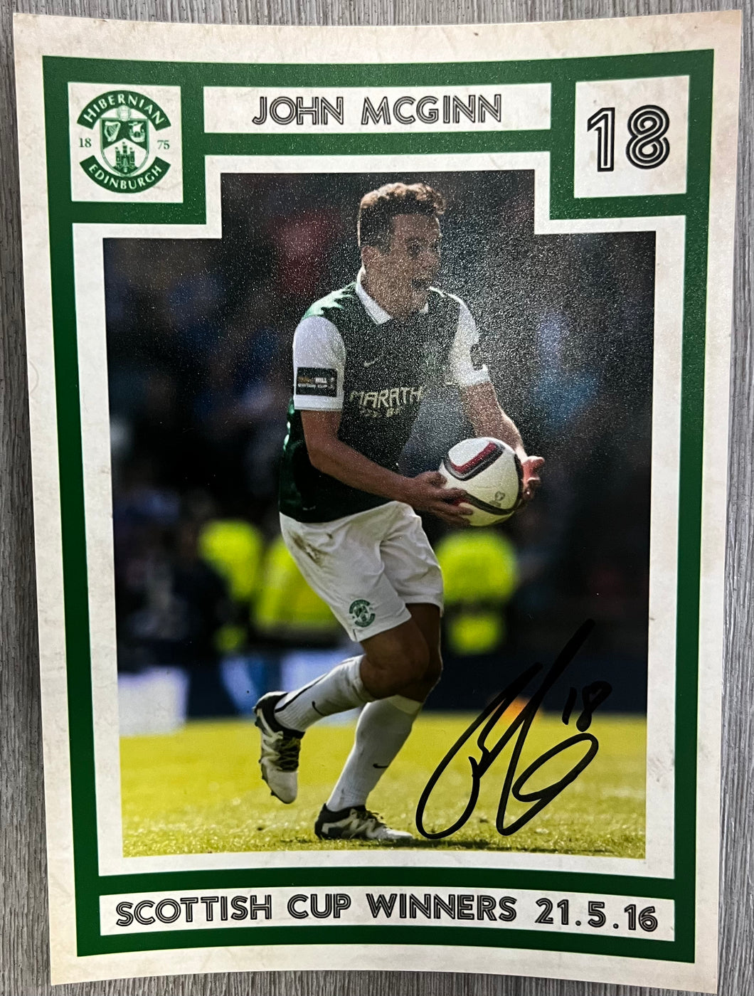 John McGinn signed 7x5” Hibs photo