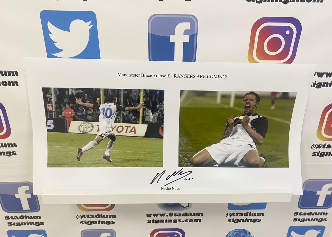 Nacho Novo signed 24x12” Rangers photo