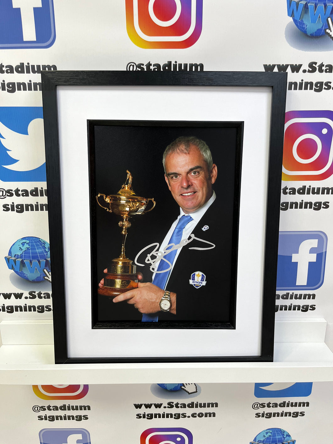 Paul McGinley signed and framed 12x8” Ryder Cup photo