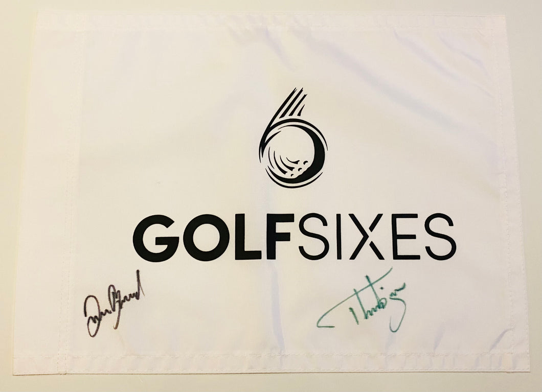 Thorbjorn Olesen and Lucas Bjeregaard signed Golf Sixes Flag